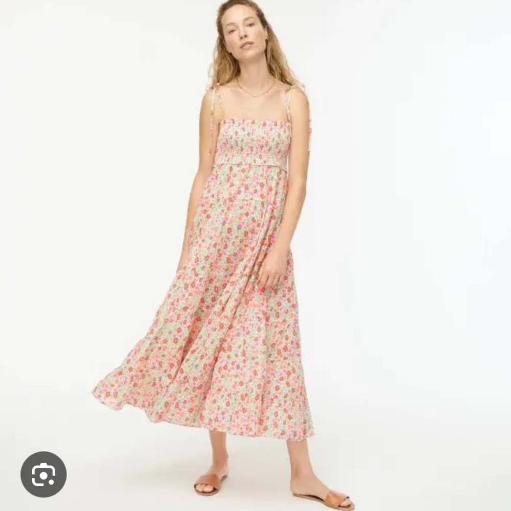 J.Crew Cotton Smocked Dress in Storybook Floral